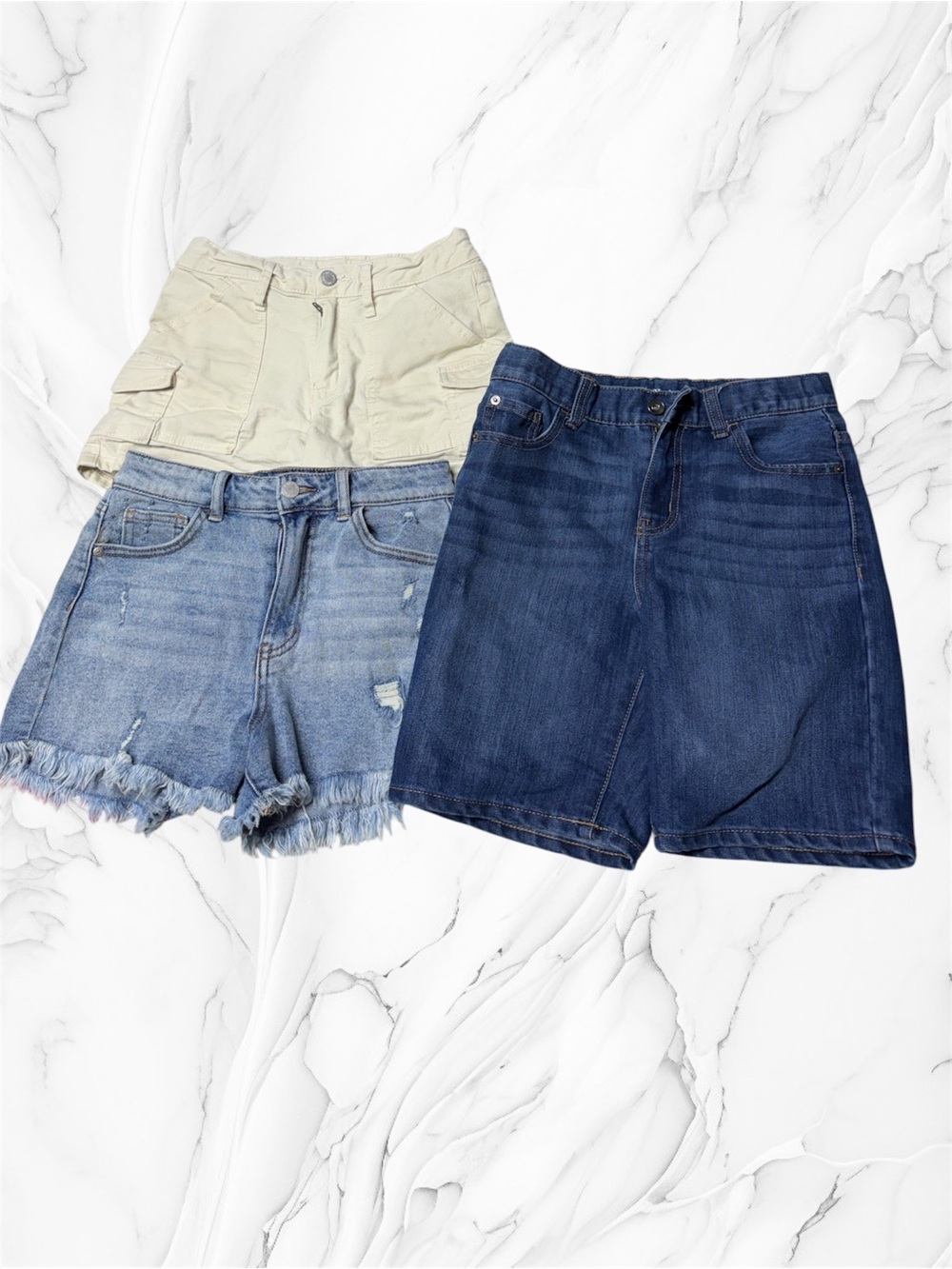 Art class children’s place girls shorts cream Light Blue Dark Blue Denim 10-12